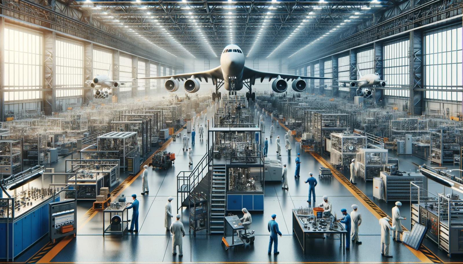 Advanced Aerospace Manufacturing Facility in Mexico with Skilled Workers and High-Tech Machinery