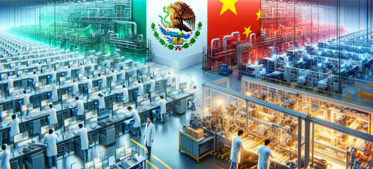 Modern manufacturing plant in Mexico showing advanced technology and skilled workers